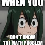 BNHA - Tsuyu “Froppy” Asui | WHEN YOU; DON'T KNOW THE MATH PROBLEM | image tagged in bnha - tsuyu froppy asui | made w/ Imgflip meme maker