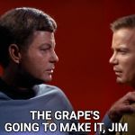 Where No Grape Has Gone Before | THE GRAPE'S GOING TO MAKE IT, JIM | image tagged in dammit jim,star trek kirk mccoy,surgery on a grape | made w/ Imgflip meme maker