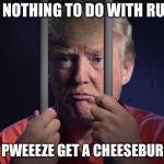 Trump in jail  | I HAD NOTHING TO DO WITH RUSSIA! CAN I PWEEEZE GET A CHEESEBURGER? | image tagged in trump in jail | made w/ Imgflip meme maker