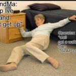 Life Alert | GrandMa: "help Ive fall and cant get up"; Operator: "well get a walker then ("SLAP") Sorry" | image tagged in life alert | made w/ Imgflip meme maker