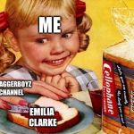 Apparently Swaggerboyz has a crush on Emilia Clarke and He told me! Spread it like blitzkreig in Poland! #AXE | ME; SWAGGERBOYZ CHANNEL; EMILIA CLARKE | image tagged in spread,emilia clarke,shipping,memes,crush | made w/ Imgflip meme maker