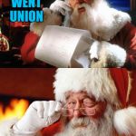 Hide The Pain Santa | THE ELVES WENT UNION; TIME TO REPLACE THEM WITH HOBBITS | image tagged in hide the pain santa,elves,hobbits,lotr,union,christmas | made w/ Imgflip meme maker