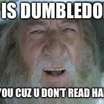 Hahaha, your magic is useless | IS IS DUMBLEDORE; I WILL KILL YOU CUZ U DON’T READ HARRY POTTER | image tagged in hahaha your magic is useless | made w/ Imgflip meme maker