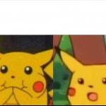 Happy and suprised pikachu meme