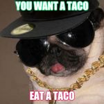Gangster Pug | YOU WANT A TACO; EAT A TACO | image tagged in gangster pug | made w/ Imgflip meme maker