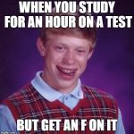 Unlucky Brian | WHEN YOU STUDY FOR AN HOUR ON A TEST; BUT GET AN F ON IT | image tagged in unlucky brian | made w/ Imgflip meme maker