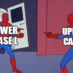 Two spidermen | LOWER CASE L; UPPER CASE I | image tagged in two spidermen | made w/ Imgflip meme maker