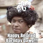 Ester Anderson from Sanford and Son | Happy Belated Bornday Dawg!!! | image tagged in ester anderson from sanford and son | made w/ Imgflip meme maker