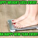 New Years Resolutions-ugh | HAPPY WEIGHT LOSS EVERY . . . I MEAN HAPPY NEW YEAR EVERYONE! | image tagged in scale,resolutions,the hardest one,to keep | made w/ Imgflip meme maker