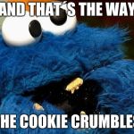 Cookie monster | AND THAT´S THE WAY; THE COOKIE CRUMBLES | image tagged in cookie monster | made w/ Imgflip meme maker