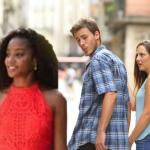 Distracted Boyfriend (interracial) meme