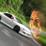 Screaming woman in car