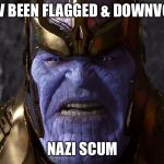 TheMadTitan2.0 angry | U HAV BEEN FLAGGED & DOWNVOTED; NAZI SCUM | image tagged in themadtitan20 angry | made w/ Imgflip meme maker