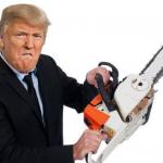 Trump with a chain saw