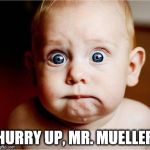 Anxious Baby | HURRY UP, MR. MUELLER | image tagged in anxious baby | made w/ Imgflip meme maker