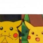Happy then surprised Pikachu meme