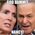 Chuck Schumer & Nancy Pelosi | GOD DAMMIT; NANCY! | image tagged in chuck schumer  nancy pelosi | made w/ Imgflip meme maker