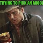 Indy and the Grail | ME TRYING TO PICK AN AVOCADO | image tagged in indy and the grail | made w/ Imgflip meme maker