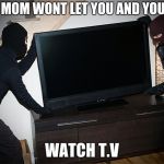 Stealing TV | WHEN MOM WONT LET YOU AND YOUR BRO; WATCH T.V | image tagged in stealing tv | made w/ Imgflip meme maker