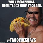 Taco Tuesday | WHEN MOM BRINGS HOME TACOS FROM TACO BELL; #TACOTUESDAYS | image tagged in taco tuesday | made w/ Imgflip meme maker