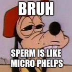 High Goofy | BRUH; SPERM IS LIKE MICRO PHELPS | image tagged in high goofy | made w/ Imgflip meme maker