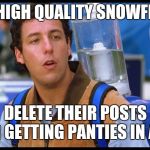 water boy imahgae | ONLY HIGH QUALITY SNOWFLAKES; DELETE THEIR POSTS AFTER GETTING PANTIES IN A WAD | image tagged in water boy imahgae | made w/ Imgflip meme maker