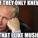 Misunderstood Putin | IF THEY ONLY KNEW; THAT I LIKE MUSIC | image tagged in sad putin,vladimir putin,feels,unique,misunderstood,putin | made w/ Imgflip meme maker