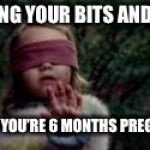 Birdbox | SHAVING YOUR BITS AND BOBS; WHEN YOU’RE 6 MONTHS PREGNANT | image tagged in birdbox | made w/ Imgflip meme maker