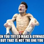 Japanese Diving | WHEN YOU TRY TO MAKE A GYMNASTIC STUNT BUT THAT IS NOT THE ONE YOU EXPECT | image tagged in japanese diving,memes,gymnastics,stunts,olympics | made w/ Imgflip meme maker