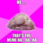 blobfish | ME ..... THAT'S THE MEME HA....HA...HA | image tagged in blobfish | made w/ Imgflip meme maker
