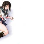 Anime schoolgirl on floor, legs open
