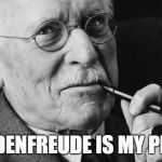 Carl Jung | SCHADENFREUDE IS MY PROZAC | image tagged in carl jung | made w/ Imgflip meme maker