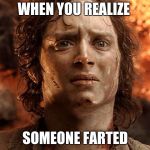 hot hobbit | WHEN YOU REALIZE; SOMEONE FARTED | image tagged in hot hobbit | made w/ Imgflip meme maker