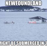 Newfoundland Maybe Dissappeared In 100 Years | NEWFOUNDLAND; IT MIGHT BE SUBMERGED IN 2119 | image tagged in newfoundland,memes | made w/ Imgflip meme maker