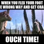 This is the end. My only friend, the end. | WHEN YOU FLEX YOUR FOOT THE WRONG WAY AND GET CRAMP; OUCH TIME! | image tagged in flex,foot,cramp,ouch time | made w/ Imgflip meme maker