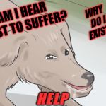 Ugly Wikihow Dog's Questions  | WHY DO I EXIST? AM I HEAR JUST TO SUFFER? HELP | image tagged in wikihow dog,mid-life crisis | made w/ Imgflip meme maker