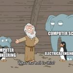 Family guy what the hell is this | COMPUTER SCIENCE; COMPUTER ENGINEERING; ELECTRICAL ENGINEERING | image tagged in family guy what the hell is this | made w/ Imgflip meme maker