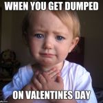 Heartbreak Baby | WHEN YOU GET DUMPED; ON VALENTINES DAY | image tagged in heartbreak baby | made w/ Imgflip meme maker
