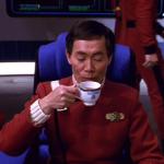 Sulu sipping tea