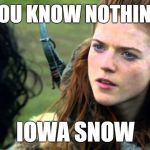 You know nothing Jon Snow | YOU KNOW NOTHING; IOWA SNOW | image tagged in you know nothing jon snow | made w/ Imgflip meme maker