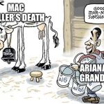 Agree? | MAC MILLER’S DEATH; ARIANA GRANDE | image tagged in milking cow,ariana grande | made w/ Imgflip meme maker