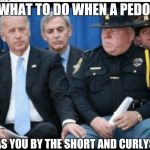 Creepy Jow about to be busted .....into two. | WHAT TO DO WHEN A PEDO; HAS YOU BY THE SHORT AND CURLYS? | image tagged in creepyjoe,joe gets busted in 2,pedo joe,hands off | made w/ Imgflip meme maker