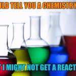 Chemistry | I WOULD TELL YOU A CHEMISTRY JOKE; BUT I MIGHT NOT GET A REACTION | image tagged in chemistry | made w/ Imgflip meme maker