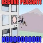 Got Yeeted | BEGONE PEASANT! NOOOOOOOOO! | image tagged in got yeeted | made w/ Imgflip meme maker