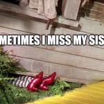 Wicked Witch of the East Cellar Door | SOMETIMES I MISS MY SISTER | image tagged in wicked witch of the east cellar door | made w/ Imgflip meme maker