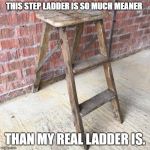 Step Ladder | THIS STEP LADDER IS SO MUCH MEANER; THAN MY REAL LADDER IS. | image tagged in step ladder | made w/ Imgflip meme maker