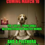 Doggy meditation (Doggo Week March 10-16, a Blaze_the_Blaziken and 1forpeace event) | DOGGO WEEK IS COMING MARCH 10 YES, I SEE IT... THERE SHALL BE A MULTITUDE OF MASTIFF MEMES AND A PLETHORA OF PUPPY PICTURES | image tagged in dog meditation funny,doggo week,memes,1forpeace,blaze the blaziken,zen doggie | made w/ Imgflip meme maker