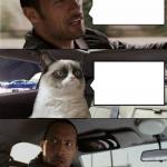 The Rock Driving Grumpy Cat meme
