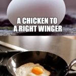 klm egg | A CHICKEN TO A RIGHT WINGER; ABORTING A CHICKEN | image tagged in klm egg | made w/ Imgflip meme maker