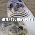 awkward to satisfied. | BEFORE YOU HAVE TO PEE; AFTER YOU HAVE TO PEE | image tagged in awkward to satisfied | made w/ Imgflip meme maker